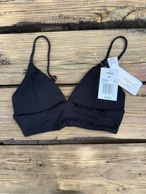NWT L*Space Winnie Bikini Top Black Ribbed XS